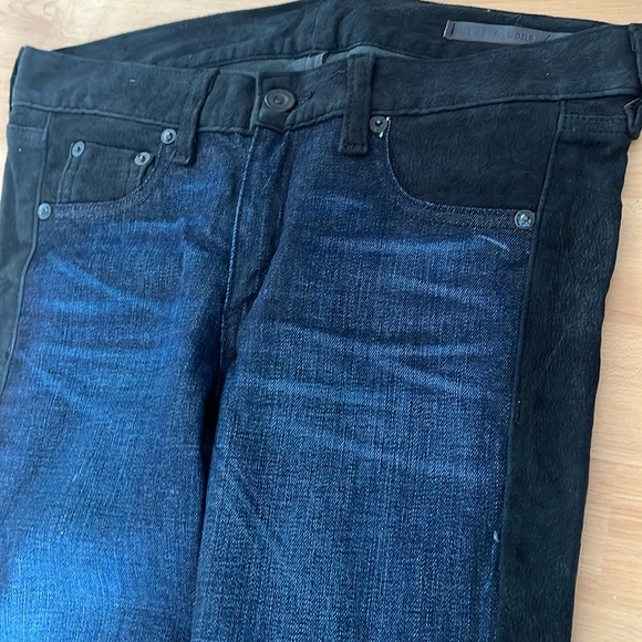 Rag and bone skinny jeans size 26. Front jeans blue back black suede - Picture 4 of 8